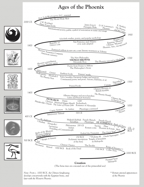 infographic showing the progression of the phoenix mythology